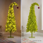 Christabelle 1.8m 6ft Gremlin Christmas Tree Pre Lit Green White LED Curved Top Red Bauble Artificial Indoor Xmas Decor thumbnail 4