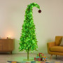 Christabelle 1.8m 6ft Gremlin Christmas Tree Pre Lit Green White LED Curved Top Red Bauble Artificial Indoor Xmas Decor thumbnail 7