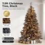 Christabelle 2.3m 7.5ft Midnight Snow Christmas Tree Pre Lit Warm White LED Black Foliage Flocked Hinged Branches Home thumbnail 13