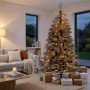 Christabelle 2.3m 7.5ft Midnight Snow Christmas Tree Pre Lit Warm White LED Black Foliage Flocked Hinged Branches Home thumbnail 10