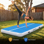Powertrain 4m x 2m Inflatable Air Track 20cm Thick Gymnastics Exercise Tumbling Mat in Blue White with Electric Pump thumbnail 9