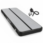 Powertrain 4m x 2m Inflatable Air Track 20cm Thick Gymnastics Exercise Tumbling Mat in Grey Black with Electric Pump thumbnail 1