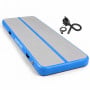 Powertrain 4m x 2m Inflatable Air Track 20cm Thick Gymnastics Exercise Tumbling Mat in Grey Blue with Electric Pump thumbnail 1