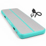 Powertrain 4m x 2m Inflatable Air Track 20cm Thick Gymnastics Exercise Tumbling Mat in Grey Green with Electric Pump thumbnail 1