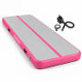 Powertrain 4m x 2m Inflatable Air Track 20cm Thick Gymnastics Exercise Tumbling Mat in Grey Pink with Electric Pump thumbnail 1