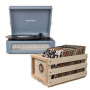 Crosley Voyager Bluetooth Portable Turntable - Washed Blue + Bundled Record Storage Crate thumbnail 1