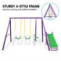 Kahuna Kids 4-Seater Swing Set with Slide Purple Green thumbnail 7