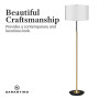 Sarantino Metal Floor Lamp in Brushed Brass Finish White Linen Shade thumbnail 6