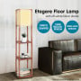 Sarantino Etagere Floor Lamp Off-White Fabric Shade Oak Wood Finish thumbnail 6