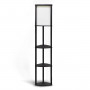 Wood Etagere Floor Lamp in Tripod Shape with 3 Wooden Shelves thumbnail 1