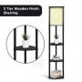 Wood Etagere Floor Lamp in Tripod Shape with 3 Wooden Shelves thumbnail 4