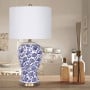 Sarantino Table Lamp Ceramic Floral Base Cotton Drum Shade thumbnail 7
