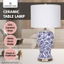 Sarantino Table Lamp Ceramic Floral Base Cotton Drum Shade thumbnail 8