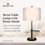 Sarantino Metal Table Lamp with Linen Drum Shade thumbnail 11