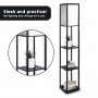 Sarantino Etagere Floor Lamp Shelves in Black Frame with Fabric Shade thumbnail 3