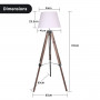 Solid Wood Tripod Floor Lamp Adjustable Height White Linen Taper Shade thumbnail 2