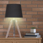Sarantino Wooden Tripod Table Lamp With Black Linen Taper Fabric Shade thumbnail 6