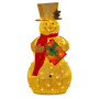 120cm Gold Outdoor Christmas Snowman with Lights thumbnail 1