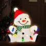 Christabelle 40cm Light Up Sitting Snowman Christmas Decoration with 35 Warm White LED Lights Festive Tabletop Decor thumbnail 2