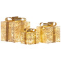 Christabelle Battery Operated Golden Christmas Gift Boxes with Lights & Gold Bows - Set of 3 thumbnail 1