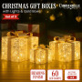 Christabelle Battery Operated Golden Christmas Gift Boxes with Lights & Gold Bows - Set of 3 thumbnail 7