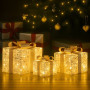 Christabelle Battery Operated Golden Christmas Gift Boxes with Lights & Gold Bows - Set of 3 thumbnail 5