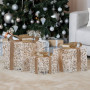 Christabelle Battery Operated Golden Christmas Gift Boxes with Lights & Gold Bows - Set of 3 thumbnail 6