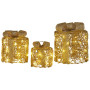 Christabelle Set of 3 Battery Operated Golden Cylindrical Christmas Gift Boxes w/Warm LED Lights Indoor Holiday Present thumbnail 1