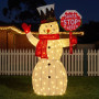 Christabelle 1.21m Snowman Christmas Light Up Display LED Santa Stop Here Sign Outdoor Indoor Xmas Yard Lawn Statue thumbnail 7
