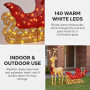Christabelle 1.62m Reindeer Sleigh Christmas Light Up Display Warm White LED Outdoor Indoor Xmas Yard Lawn Statue thumbnail 5