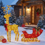 Christabelle 1.62m Reindeer Sleigh Christmas Light Up Display Warm White LED Outdoor Indoor Xmas Yard Lawn Statue thumbnail 9