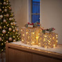 Christabelle 2 Pale Champagne Christmas Gift Boxes Light Up Display 35cm 28cm Indoor Xmas Festive Decoration thumbnail 1