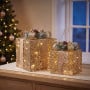 Set of 2 Light Up Christmas Gift Boxes Champagne Gold Battery Operated Warm White LED Present Decorations 35cm 28cm thumbnail 3