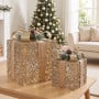 Set of 2 Light Up Christmas Gift Boxes Champagne Gold Battery Operated Warm White LED Present Decorations 35cm 28cm thumbnail 7