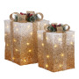 Christabelle 2 Gold White Christmas Gift Boxes Light Up Display 41cm 35cm Indoor Xmas Festive Decoration thumbnail 1