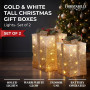 Christabelle 2 Gold White Christmas Gift Boxes Light Up Display 41cm 35cm Indoor Xmas Festive Decoration thumbnail 8