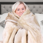 600GSM Large Double-Sided Queen Faux Mink Blanket - Beige thumbnail 4