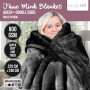 600GSM Large Double-Sided Queen Faux Mink Blanket - Black thumbnail 1