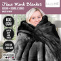 600GSM Large Double-Sided Queen Faux Mink Blanket - Black thumbnail 8