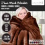 Laura Hill 600GSM Large Double-Sided Faux Mink Blanket - Chocolate thumbnail 9