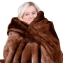 Laura Hill 600GSM Large Double-Sided Faux Mink Blanket - Chocolate thumbnail 1