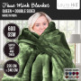 Laura Hill 600GSM Double-Sided Queen Size Faux Mink Blanket - Green thumbnail 5