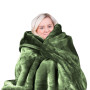 Laura Hill 600GSM Double-Sided Queen Size Faux Mink Blanket - Green thumbnail 1