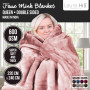 Laura Hill 600GSM Double-Sided Queen Size Faux Mink Blanket - Pink thumbnail 1