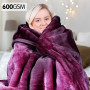 600GSM Large Double-Sided Faux Mink Blanket - Purple thumbnail 2