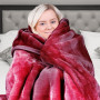 600GSM Large Double-Sided Faux Mink Blanket - Wine Red thumbnail 5