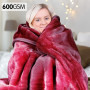 600GSM Large Double-Sided Faux Mink Blanket - Wine Red thumbnail 6