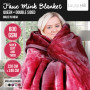 600GSM Large Double-Sided Faux Mink Blanket - Wine Red thumbnail 1