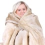 600GSM Large Double-Sided Queen Faux Mink Blanket - Beige thumbnail 3