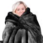 600GSM Large Double-Sided Queen Faux Mink Blanket - Black thumbnail 1
